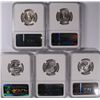 Image 2 : LOT OF ( 5 ) 1950-D WASHINGTON QUARTERS, NGC MS-65
