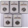 Image 1 : LOT OF ( 5 ) 1955-D WASHINGTON QUARTERS, NGC MS-65