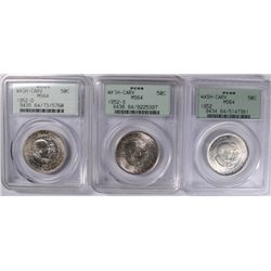 1952 (P, D, S) WASHINGTON/CARVER COMMEN HALF DOLLARS PCGS MS-64 OGH