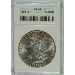 1892 MORGAN DOLLAR ANACS MS-62