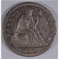 1871 SEATED DOLLAR AU-55