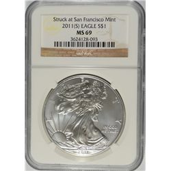 2011 (S) SILVER AMERICAN EAGLE NGC MS-69