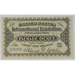 1876 US INTERNATIONAL EXHIBITION (NO OVERPRINT, BLUE SERIAL #) CH CU