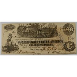1862 $100 CONFEDERATE STATES OF AMERICA NOTE
