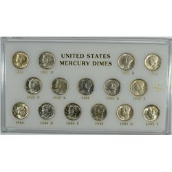 SHORT SET OF MERCURY DIMES (1941-1945-S) CH BU