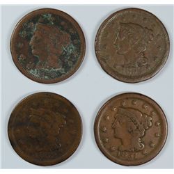 (4) LARGE CENTS (51, 52, 54, 55)
