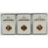 Image 1 : LOT OF ( 3 ) 1946 LINCOLN CENTS, NGC  MS-66 RED
