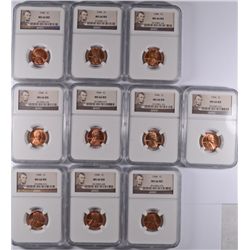 LOT OF ( 10 ) 1944 LINCOLN CENTS, NGC  MS-66 RED