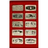 Image 1 : 1970 THRU 1979 FRANKLIN MINT CHRISTMAS INGOT SET ( 10 ) BARS-2  Oz SILVER EACH