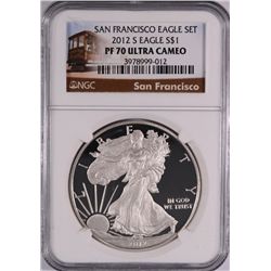 2012-S $1.00 AMERICAN SILVER EAGLE, NGC PROOF-70 ULTRA CAMEO!  TROLLEY LABEL