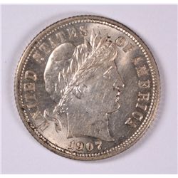 1907 BARBER DIME CH BU