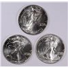Image 1 : LOT OF ( 3 ) GEM BU 1989 AMERICAN SILVER EAGLES, TOUGH DATE, NICE COINS!