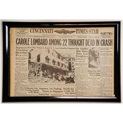 Carole Lombard Among 22 Thought Dead in Crash Newspaper