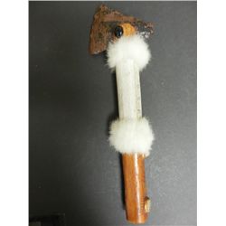 NATIVE AMERICAN/INDIAN WAR AXE-LEATHER COVERED W/STONES