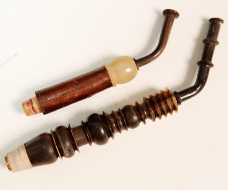 2 Antique MEERSCHAUM Wooden Tobacco Pipe Stems