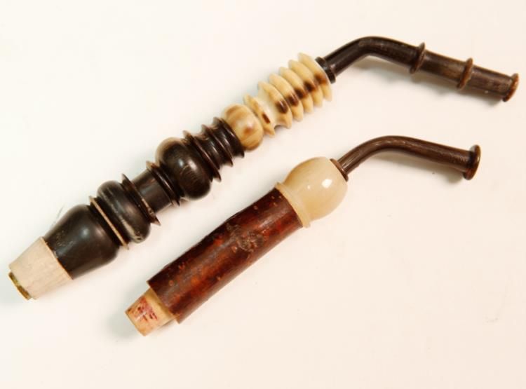 2 Antique MEERSCHAUM Wooden Tobacco Pipe Stems