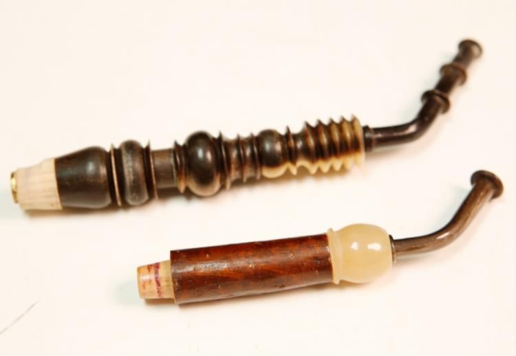 2 Antique MEERSCHAUM Wooden Tobacco Pipe Stems