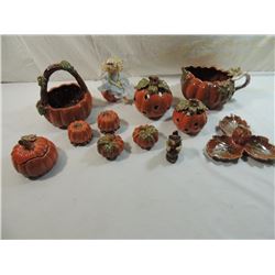 LOT 12 PUMPKIN FALL CERAMIC DECORATIONS BOWLS SHAK