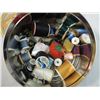 Image 2 : TIN WITH ASSORTED BUTTONS & THREAD
