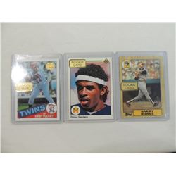 LOT 3 BASEBALL ROOKIE CARDS BONDS, PUCKETT, SANDER