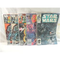 LOT 5 ASSORTED STAR WARS & BATTLESTAR GALATIC COMI