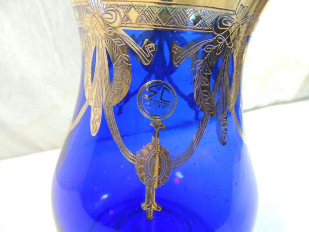 Sc Line Italy ELEGANT SC LINE ITALIAN COBALT BLUE & GOLD VASE