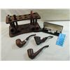 Image 1 : LOT 7 VINTAGE TABACCO PIPES W/ STAND & CLEANER