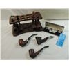 Image 3 : LOT 7 VINTAGE TABACCO PIPES W/ STAND & CLEANER