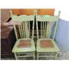 Image 1 : PAIR VINTAGE GREEN EUROPEAN DINING CHAIRS