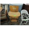 Image 3 : VINTAGE WOODEN PAINTED HIGH CHAIR