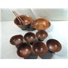 Image 2 : LOT 8 VINTAGE WOODEN SALAD BOWL SET