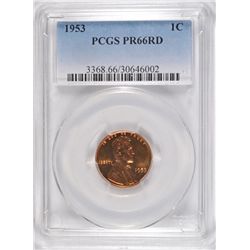 1953 LINCOLN CENT, PCGS PROOF-66 RED