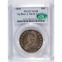 1828 CAPPED BUST HALF DOLLAR, PCGS VG-08 CAC