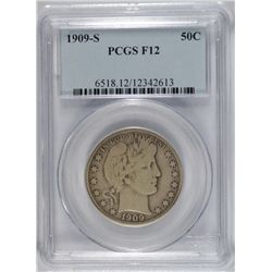 1909-S BARBER HALF DOLLAR, PCGS FINE-12