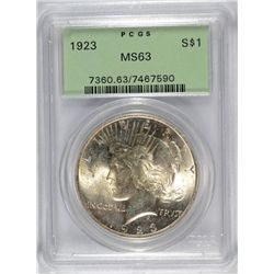 1923 PEACE SILVER DOLLAR, PCGS MS-63