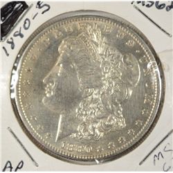 1880-S MORGAN SILVER DOLLAR, NICE UNC.