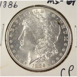 1886 MORGAN SILVER DOLLAR, MS-64  FLASHY WHITE