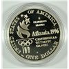 Image 2 : 1996 P OLYMPIC TENNIS SILVER PROOF DOLLAR IN BOX