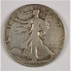 1938-D WALKING LIBERTY HALF DOLLAR F/VF