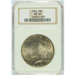 1924 PEACE DOLLAR NGC MS-66