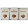 Image 1 : LOT OF ( 3 ) 1950-S LINCOLN CENTS, NGC MS-66 RED