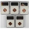 Image 2 : LOT OF ( 5 ) 1944 LINCOLN CENTS, NGC  MS-66 RED