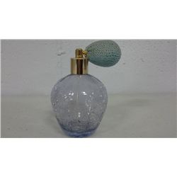 Vintage Blue Tint Crackle Glass Perfume Bottle