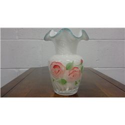 Hand Blown Cased Glass Floral Vase (6  high)