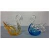 Image 1 : One Blue and One Amber Art Glass Swans