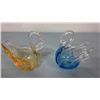Image 2 : One Blue and One Amber Art Glass Swans
