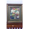 Image 1 : Original Floral Framed Oil on Canvas (13" X 15" framed)