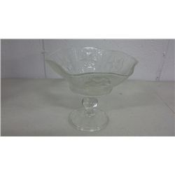 Vintage Pressed Glass Compote (6" high)