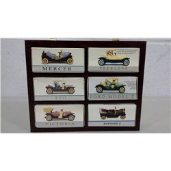 Set of 6 Miniature Cars in Display Cabinet