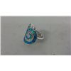 Image 2 : Sterling Silver Swirl Ring With Blue Fire Opal (size 7)